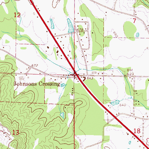 Topographic Map of Johnsons Crossing, AL