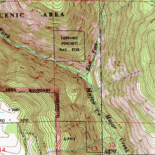 Topographic Map of East Fork Major Creek, WA