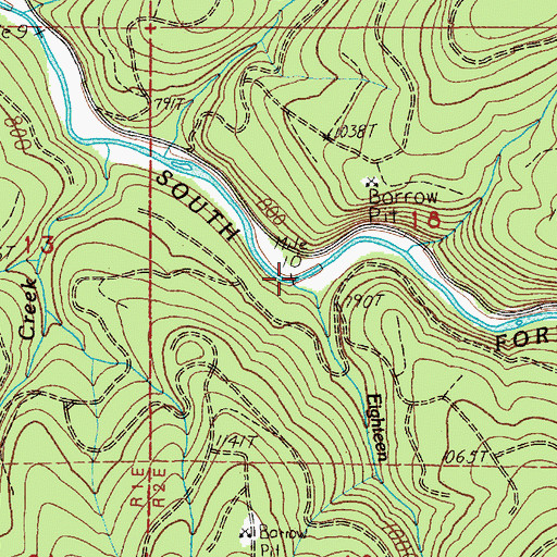 Topographic Map of Eighteen Creek, WA