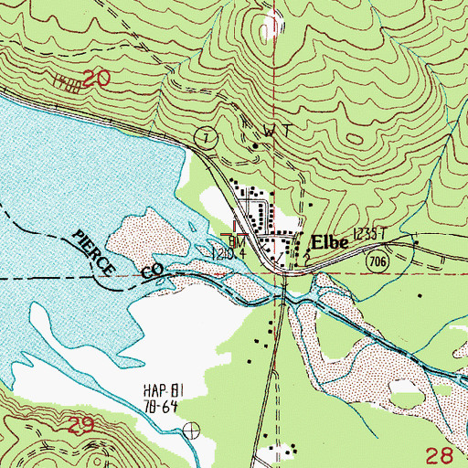 Topographic Map of Elbe, WA