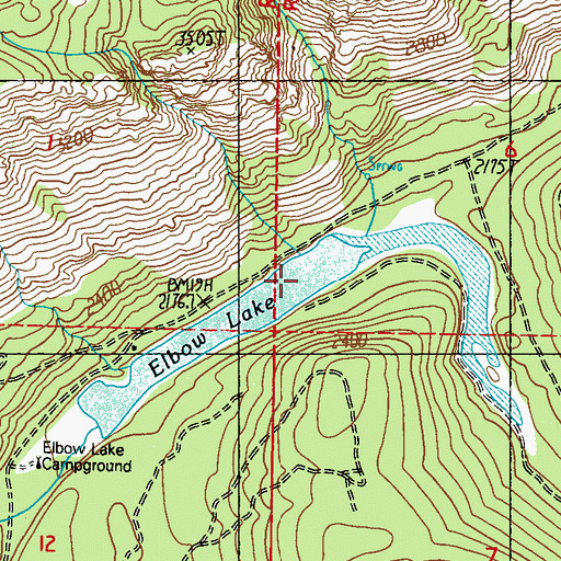 Topographic Map of Elbow Lake, WA