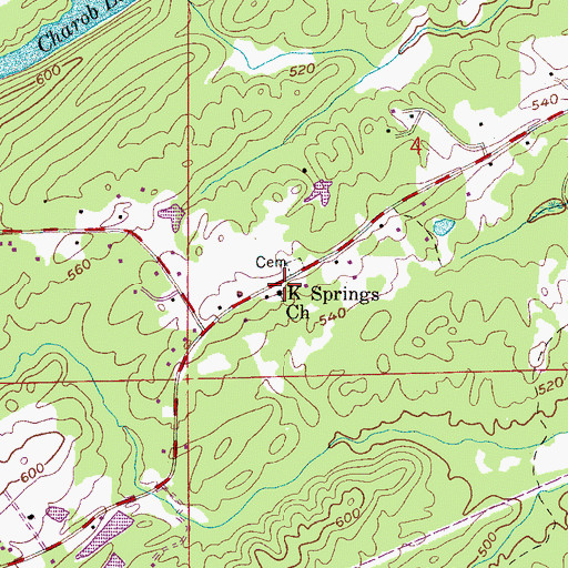Topographic Map of K Springs Church, AL