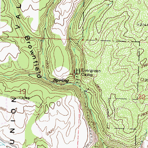 Topographic Map of Evergreen Camp, WA