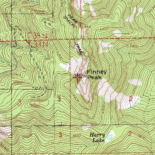 Topographic Map of Finney Peak, WA