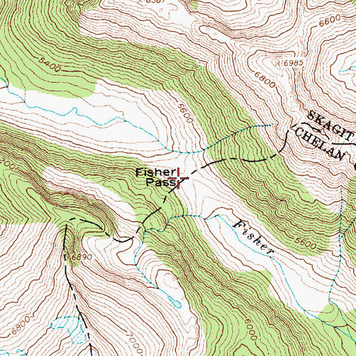 Topographic Map of Fisher Pass, WA
