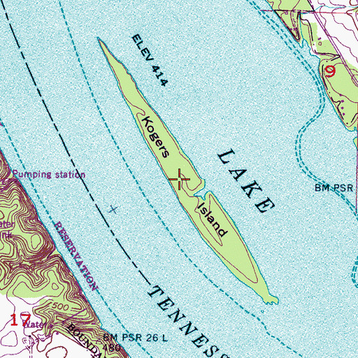 Topographic Map of Kogers Island, AL