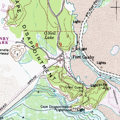 Topographic Map of Fort Canby, WA