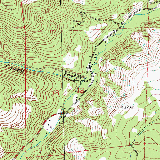 Topographic Map of Foundation Creek, WA