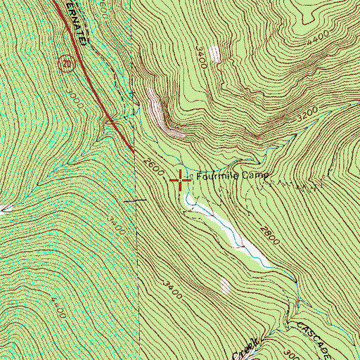 Topographic Map of Fourmile Camp, WA