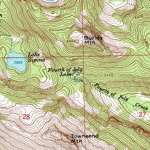 Topographic Map of Fourth of July Lake, WA