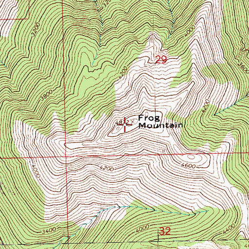Topographic Map of Frog Mountain, WA