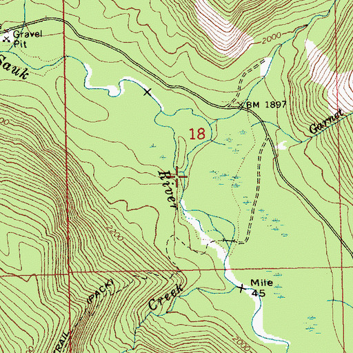 Topographic Map of Garnet Creek, WA
