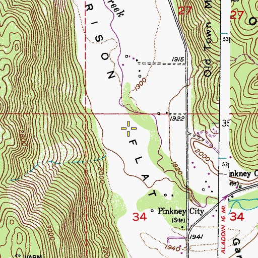 Topographic Map of Garrison Flat, WA