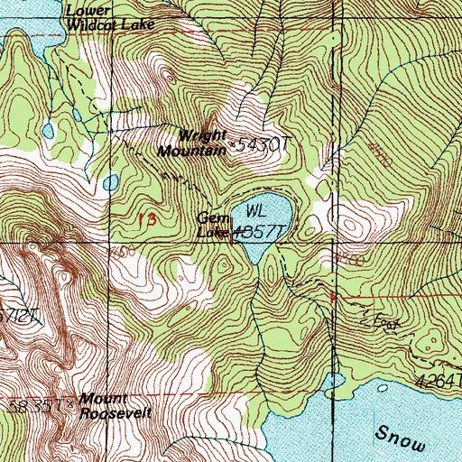 Topographic Map of Gem Lake, WA