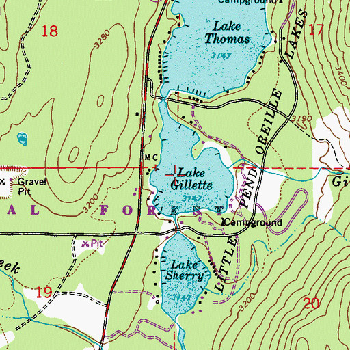 Topographic Map of Gillette Lake, WA