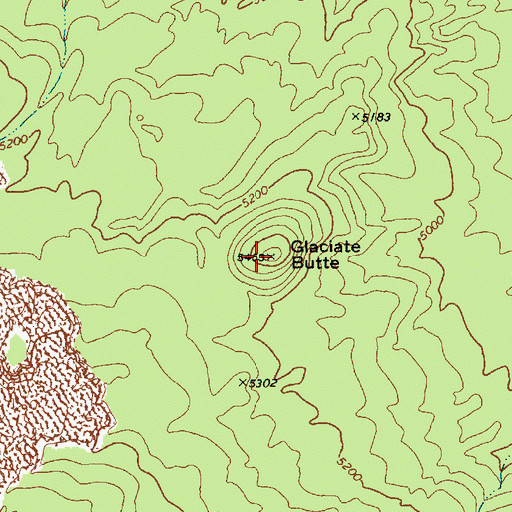 Topographic Map of Glaciate Butte, WA