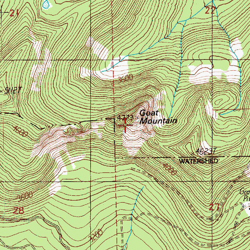 Topographic Map of Goat Mountain, WA