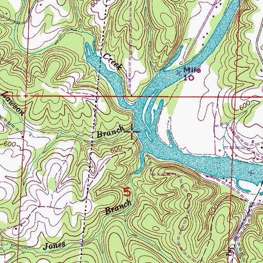 Topographic Map of Lawson Branch, AL
