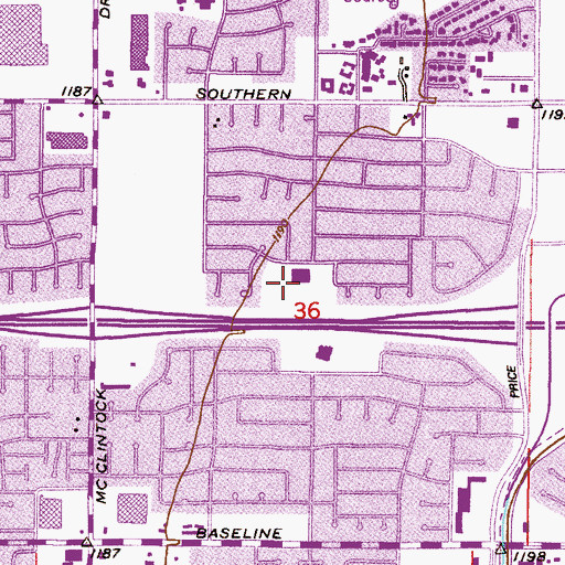 Topographic Map of Ward School, AZ