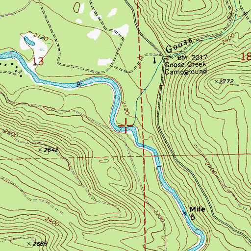Topographic Map of Goose Creek, WA