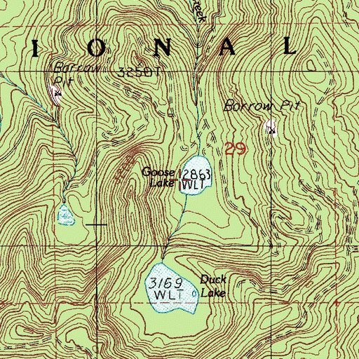 Topographic Map of Goose Lake, WA