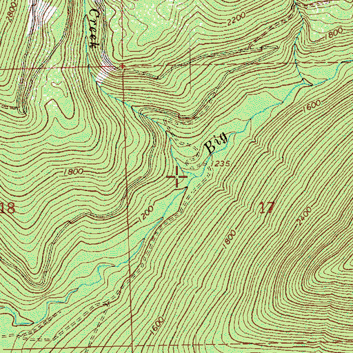 Topographic Map of Grade Creek, WA