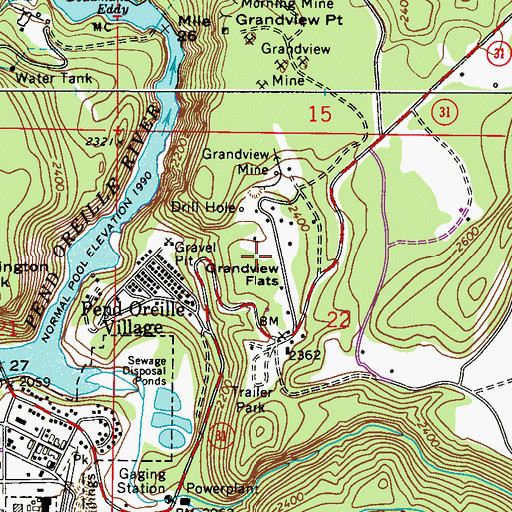 Topographic Map of Grandview Flats, WA