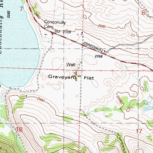 Topographic Map of Graveyard Flat, WA