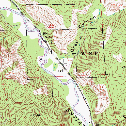 Topographic Map of Gray Canyon, WA