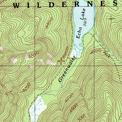 Topographic Map of Greenwater Trail, WA