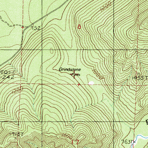 Topographic Map of Grindstone Pass, WA