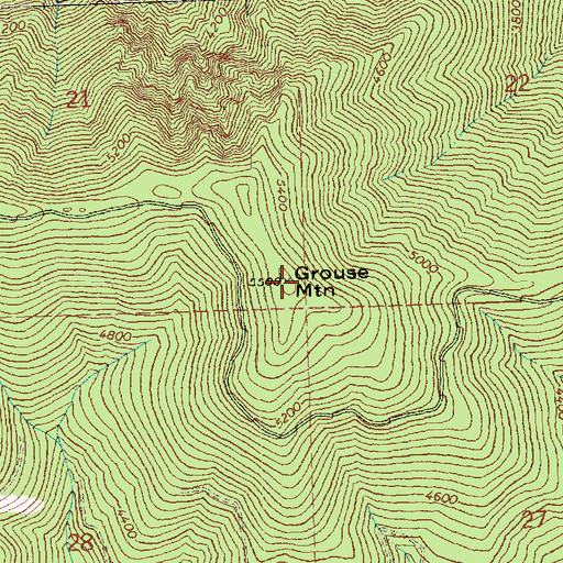 Topographic Map of Grouse Mountain, WA