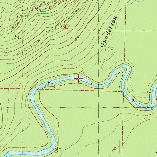 Topographic Map of Gunderson Creek, WA