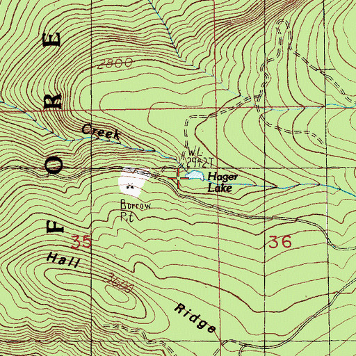 Topographic Map of Hager Lake, WA