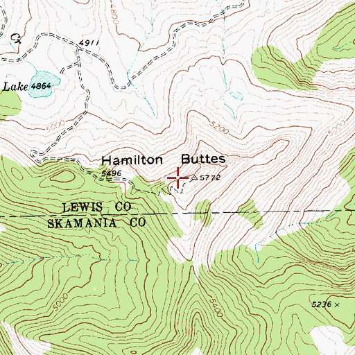 Topographic Map of Hamilton Buttes, WA