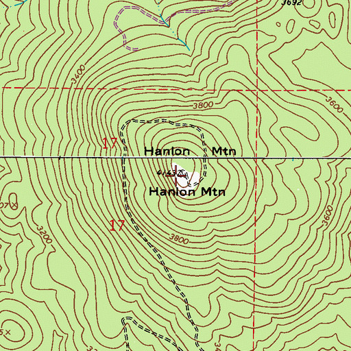 Topographic Map of Hanlon Mountain, WA