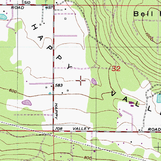 Topographic Map of Happy Valley, WA
