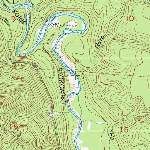Topographic Map of Harp Creek, WA