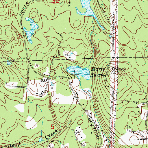 Topographic Map of Harts Swamp, WA