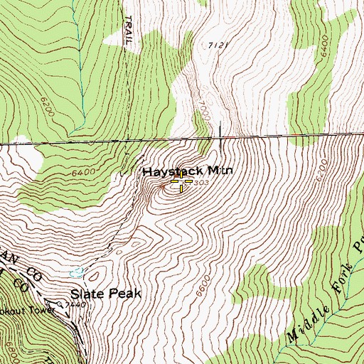 Topographic Map of Haystack Mountain, WA