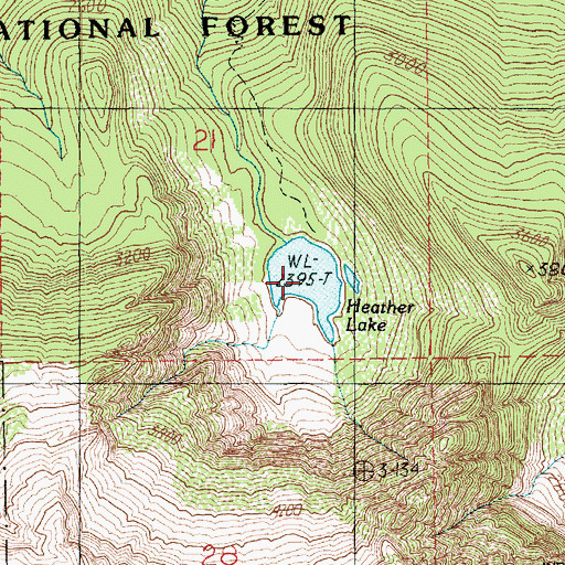 Topographic Map of Heather Lake, WA