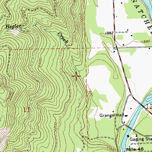Topographic Map of Hegler Creek, WA