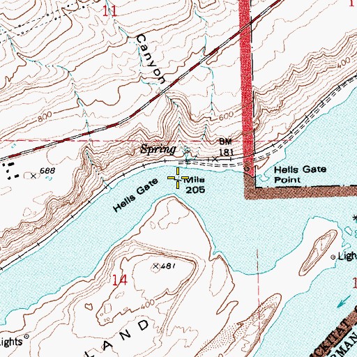 Topographic Map of Hells Gate, WA