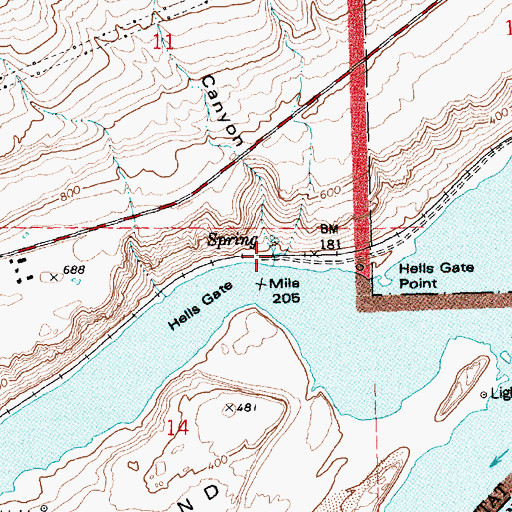 Topographic Map of Hells Gate Canyon, WA