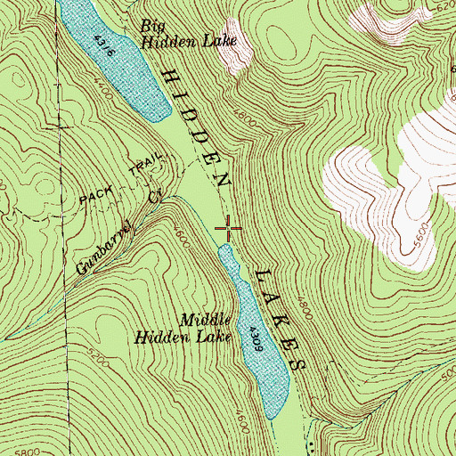 Topographic Map of Hidden Lakes, WA