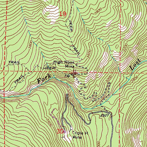 Topographic Map of High Noon Mine, WA