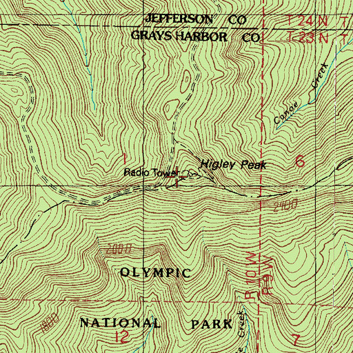 Topographic Map of Higley Peak, WA