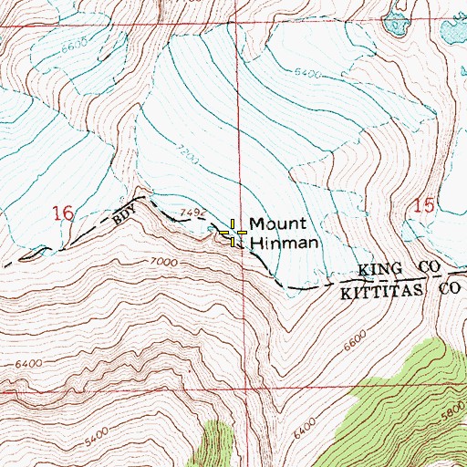 Topographic Map of Mount Hinman, WA