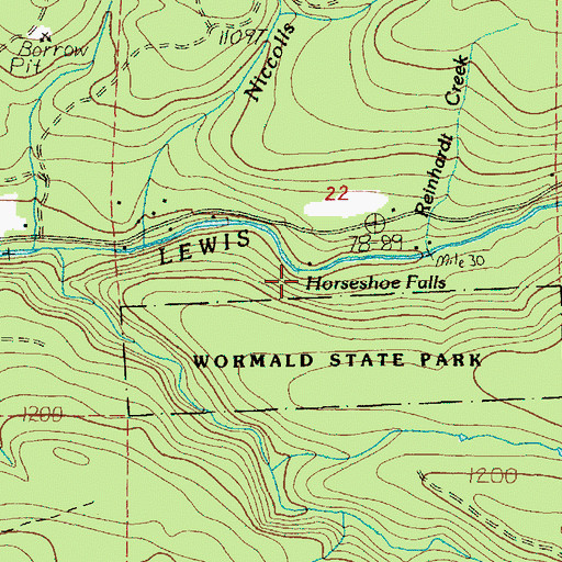Topographic Map of Horseshoe Falls, WA