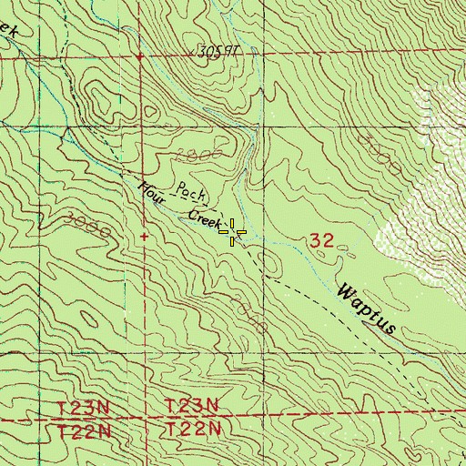 Topographic Map of Hour Creek, WA